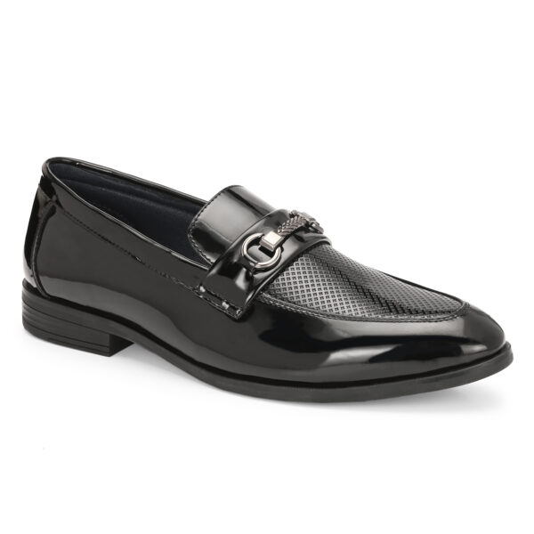 Black Chain Buckle Loafers with Mesh Vamp