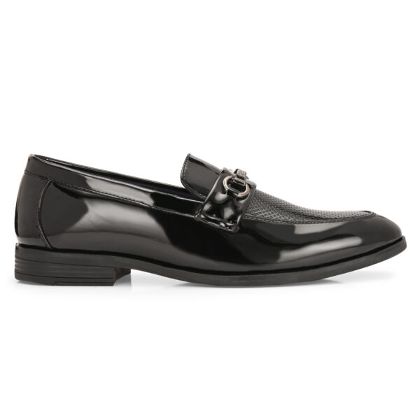 Black Chain Buckle Loafers with Mesh Vamp - Image 2