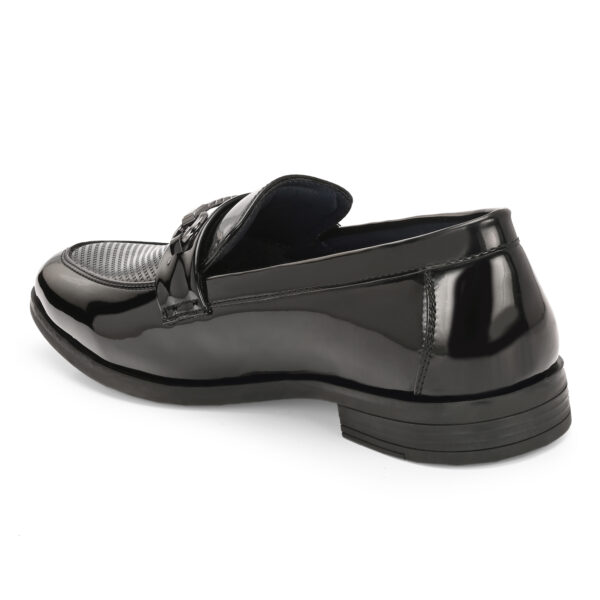 Black Chain Buckle Loafers with Mesh Vamp - Image 3