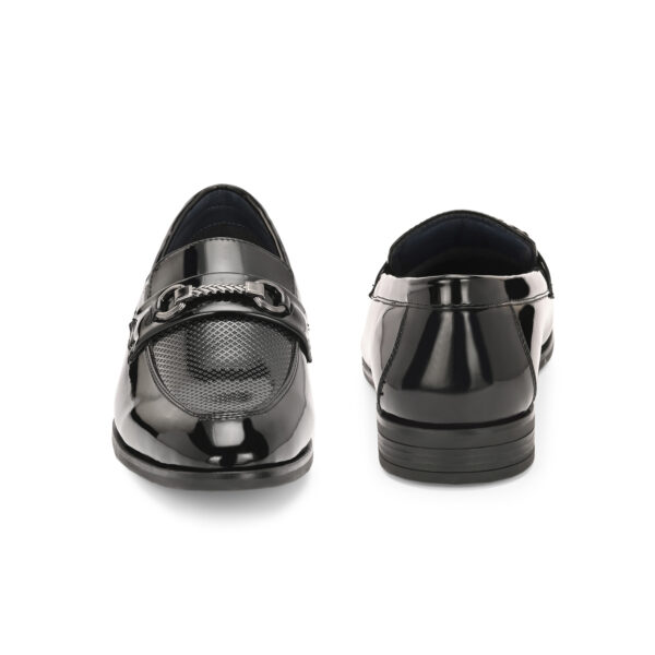 Black Chain Buckle Loafers with Mesh Vamp - Image 4