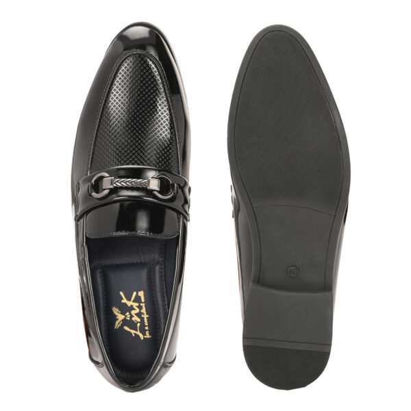 Black Chain Buckle Loafers with Mesh Vamp - Image 5