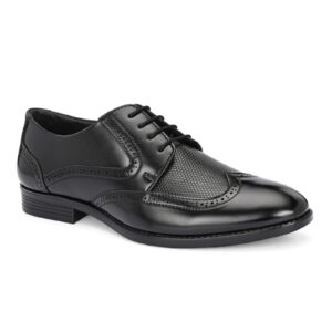 Men’s Classic Black Wingtip Oxford Shoes – Gloss Leather Finish