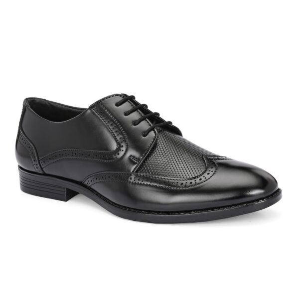 Men’s Classic Black Wingtip Oxford Shoes – Gloss Leather Finish