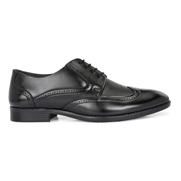 Men’s Classic Black Wingtip Oxford Shoes – Gloss Leather Finish - Image 4