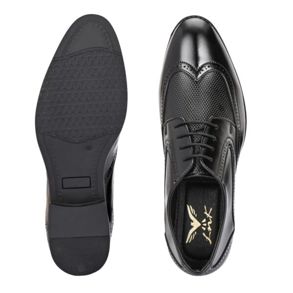 Men’s Classic Black Wingtip Oxford Shoes – Gloss Leather Finish - Image 5