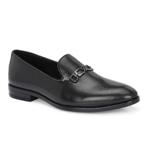 Men’s Black Textured Bit Loafers