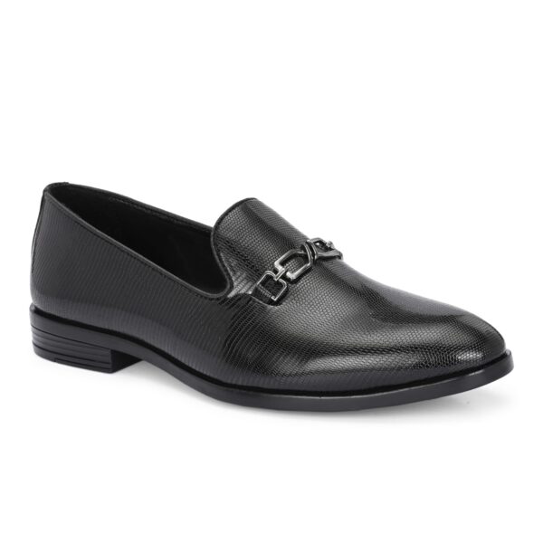Men’s Black Textured Bit Loafers