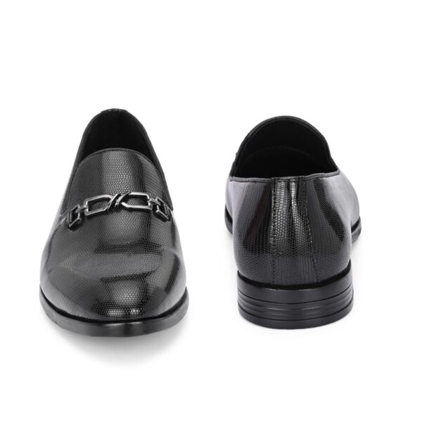 Men’s Black Textured Bit Loafers - Image 5