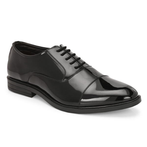 Men’s Classic Gloss Lace-Up Derby Shoes – Black & Brown - Image 5