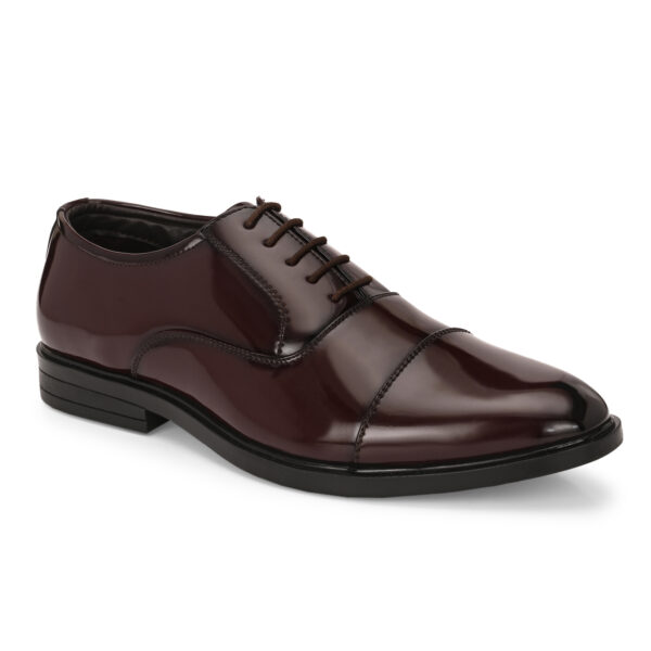 Men’s Classic Gloss Lace-Up Derby Shoes – Black & Brown - Image 4