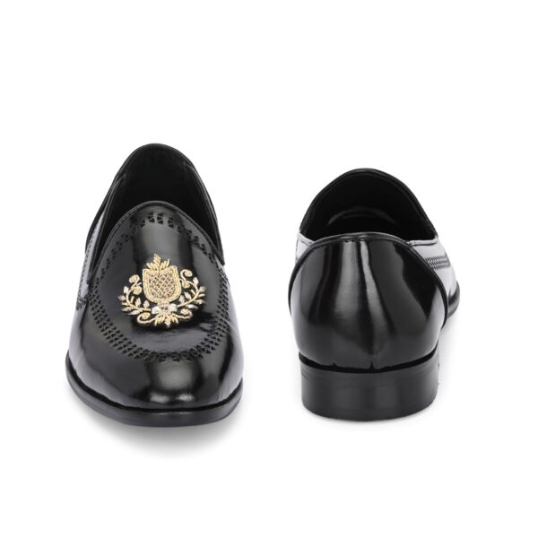 Men’s Royal Embroidered Slip-On Ethnic Loafers – Black & Brown - Image 5