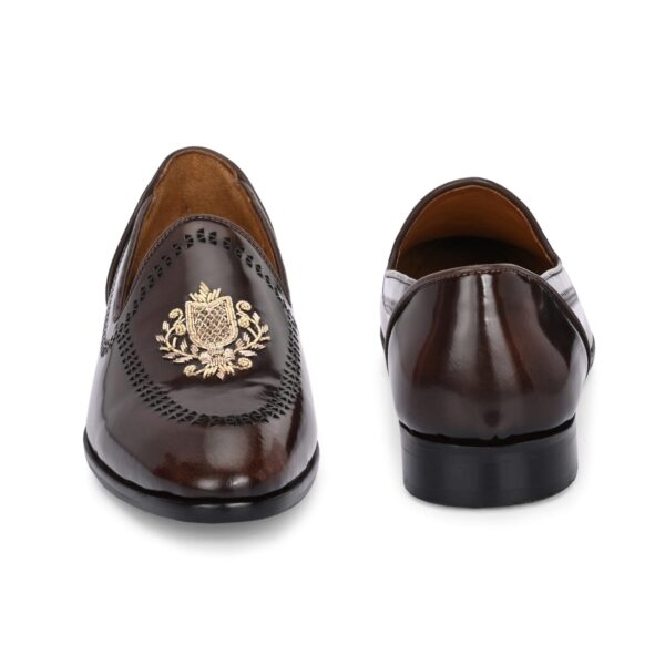 Men’s Royal Embroidered Slip-On Ethnic Loafers – Black & Brown - Image 3