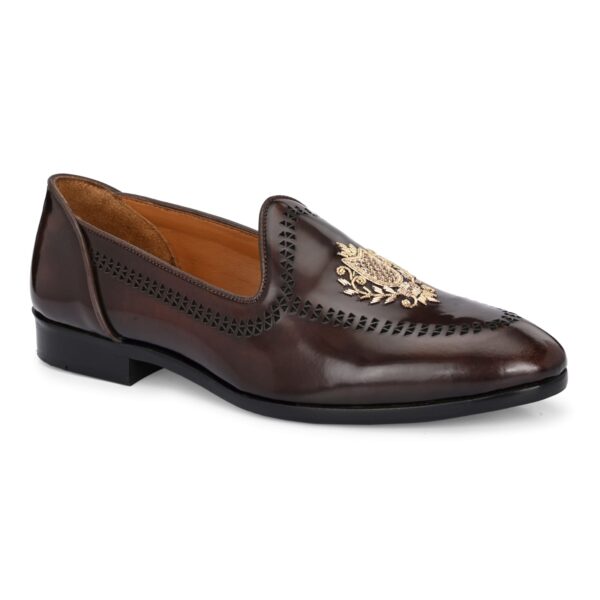Men’s Royal Embroidered Slip-On Ethnic Loafers – Black & Brown - Image 8