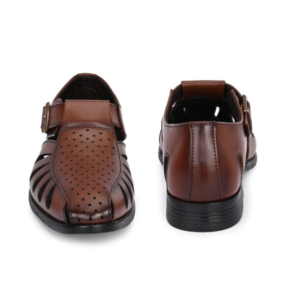 Men’s Brown Genuine Leather Buckle Sandal - Image 2